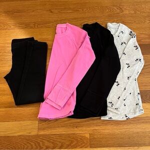 Bundle Long Sleeve T-Shirts Leggings Pink Black Panda Girls Size 6